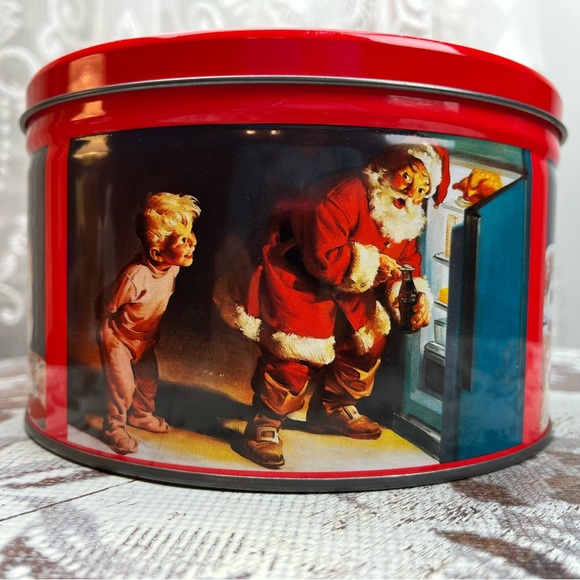 Vintage 90s COCA COLA COKE Christmas Santa Bunte Old Tyme Mix Hard Candy Tin - Picture 5 of 12